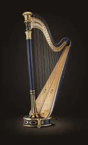 Golden harp out on a stage