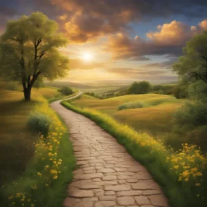 Brick Path leading to sunset