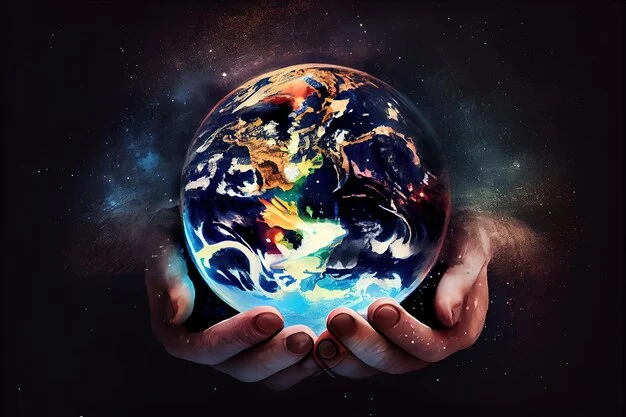 A person holding the world in their hands