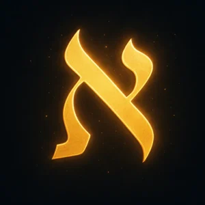 The hebrew letter Aleph lighting up the night