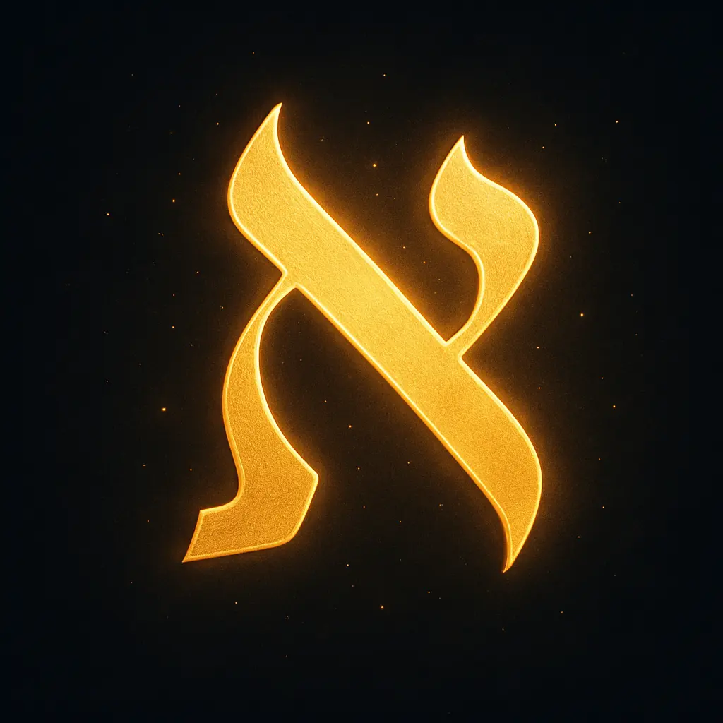 The hebrew letter Aleph lighting up the night