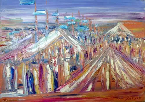 Painting of Tents in the desert