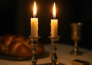 Woman lighting the Shabbat candles