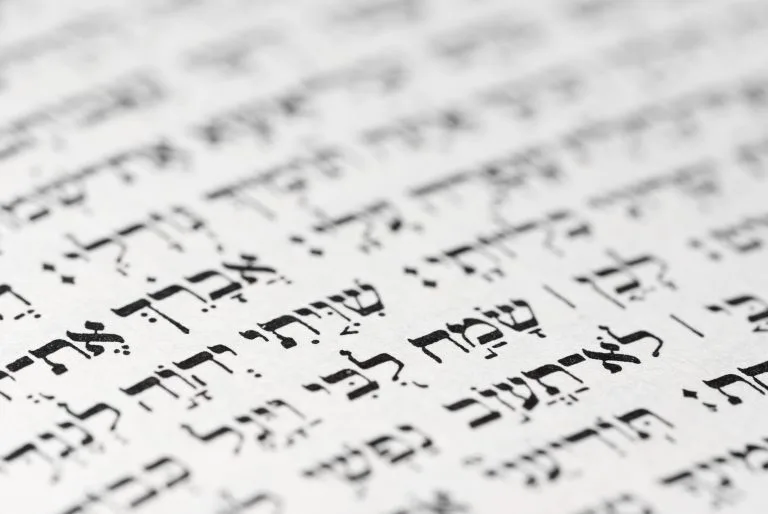 Hebrew text on a white page, focused on some words