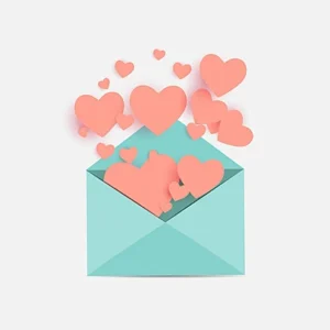 hearts coming out of envelope
