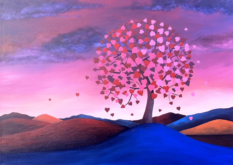 Tree of hearts painting