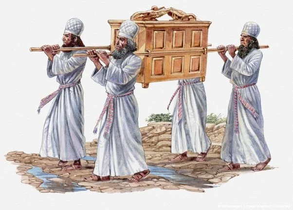 Kohanim carrying the ark to battle