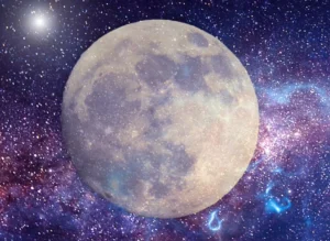 Full moon in galaxy background