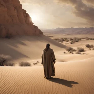 Man looking out at the desert