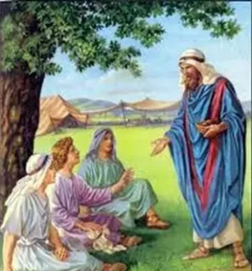 Avraham greeting three men