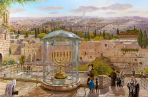 Chanukah Menorah in Jerusalem painting