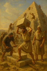 Jewish men building the pyramids in Egypt