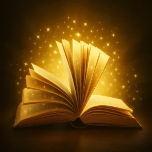 Book with pages glowing