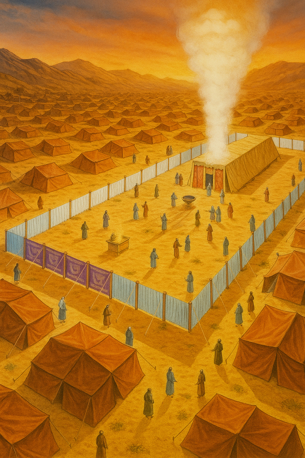 Mishkan being built and people