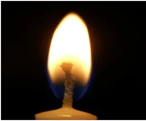 Lit flame on a candle