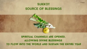 Lulav, Etrog and a tagline about Sukkot as source of blessings for the whole year.