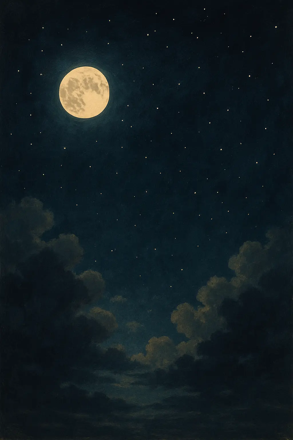 Dark night sky with a lit moon