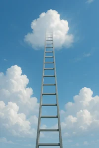 A ladder reaching into the clouds