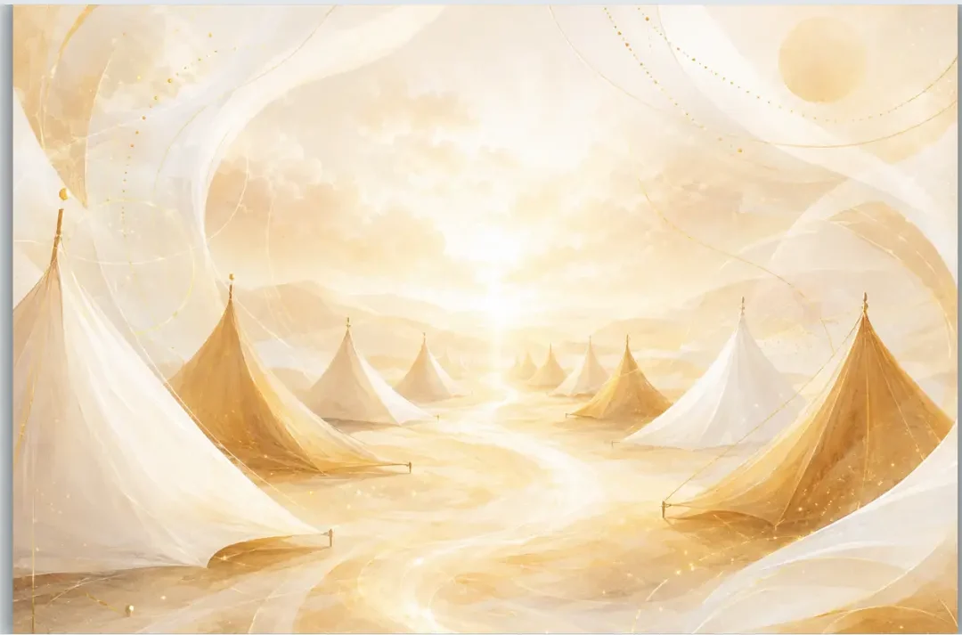 Tents in desert surrounded by a mystical feeling