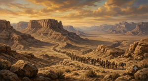 The Jews wandering in the desert from afar